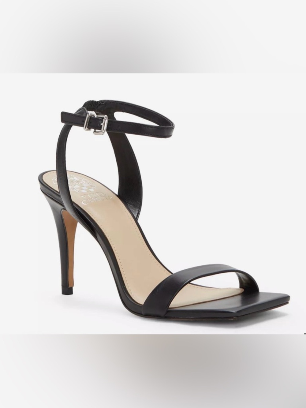 Vince Camuto Black Ankle-Strap Stiletto Heel Sandals